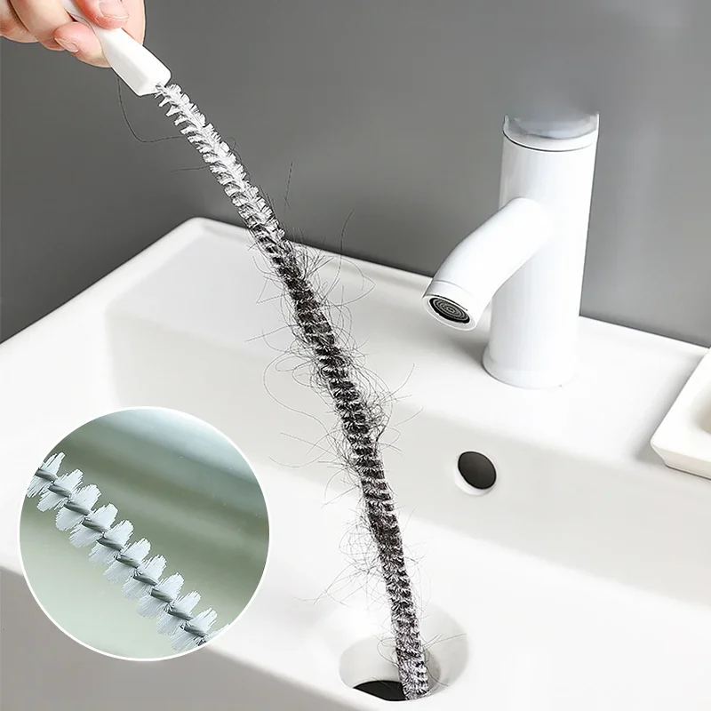 Brosse de dragage de tuyaux 65/45cm, brosse de nettoyage d'évier d'égout de salle de bains, nettoyeur de canalisations, nettoyeur Flexible, outil de retrait de trous de bouchon de bouée