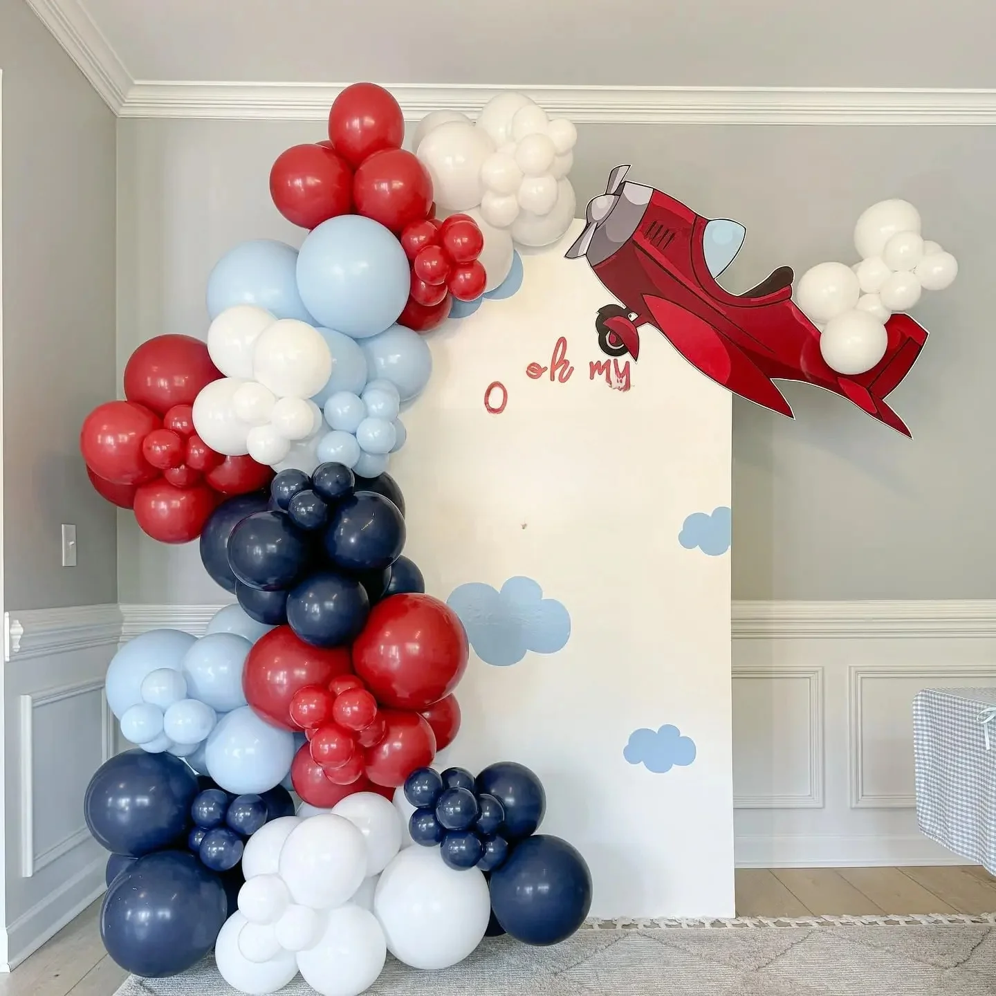 106 pièces bleu blanc rouge ballons pour temps mouches thème anniversaire bébé douche anniversaire fête de mariage décorations fournitures