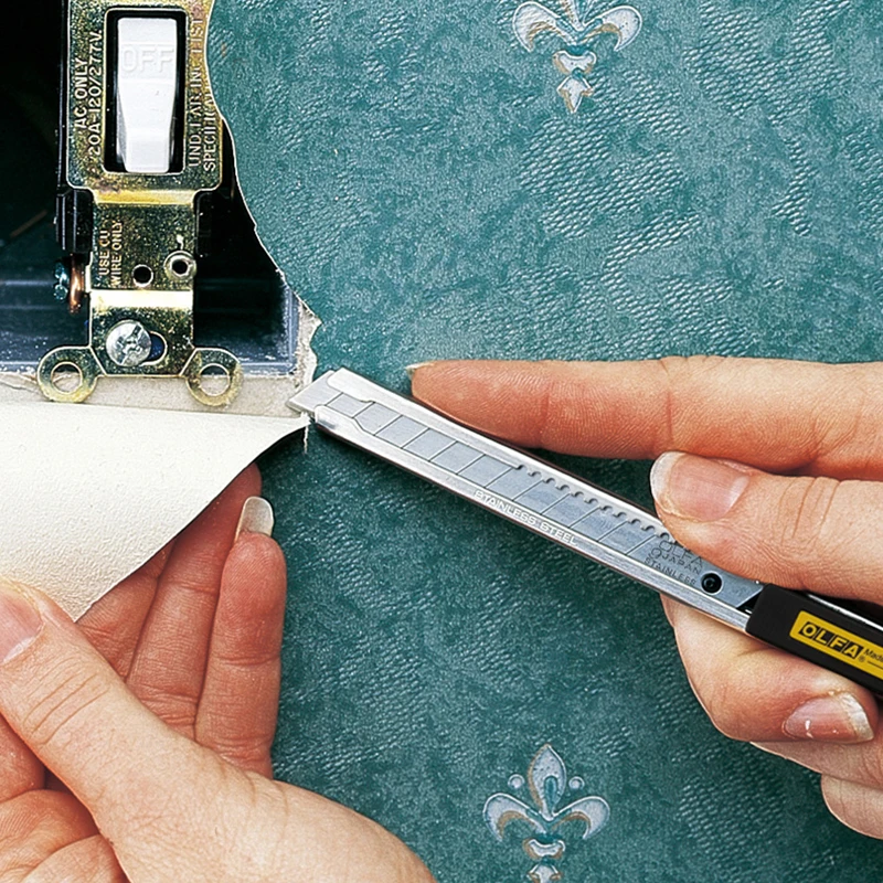 OLFA 9mm الفولاذ المقاوم للصدأ سكّين متعدّد الاستخدامات قاطع قفل تلقائي يتضمن مشبك جيب / شفرة Snapper SVR-2 #3