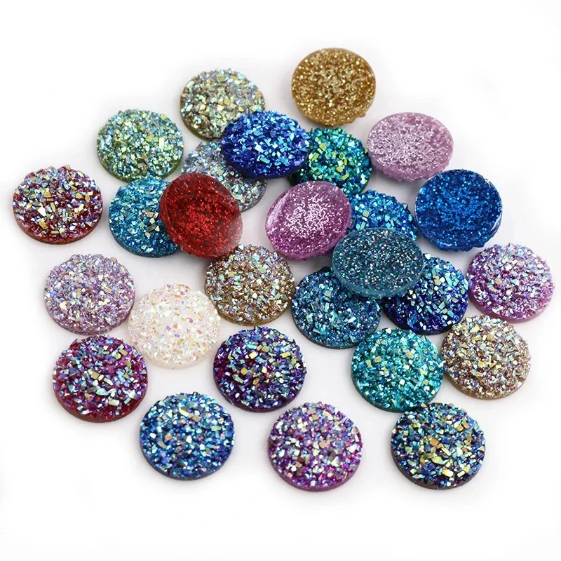 Nowa moda 40 sztuk 8/10/12mm Mix kolorów AB FlatBack Druzy żywica Cabochons dla bransoletka kolczyki DIY tworzenia biżuterii akcesoria — zdjęcie 2