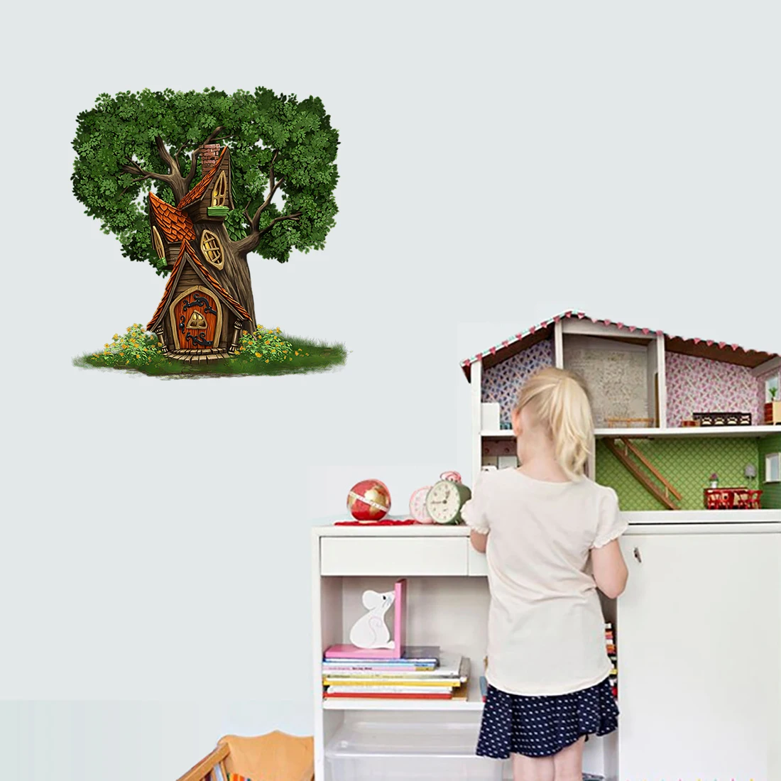 Three Ratels CF538 Cartoon fairy tale Tree House kid's room decoration wall sticker