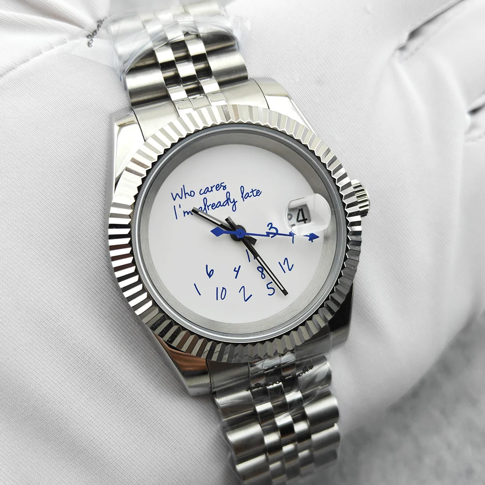 31mm/36mm/39mm NH35 Watch Who Cares I'm Already Late Watch High Quality Sapphire Crystal Glass Waterproof NH35 Movement Watch