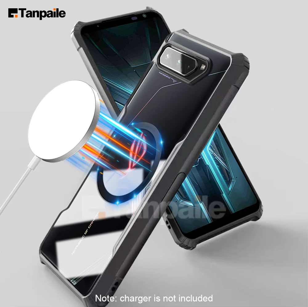 

Magsafe Wireless Charge Case For Asus ROG Phone 3 Strix 2 ROG3 ROG2 Clear Shockproof Phone Cover Soft Frame Magnetic Casing