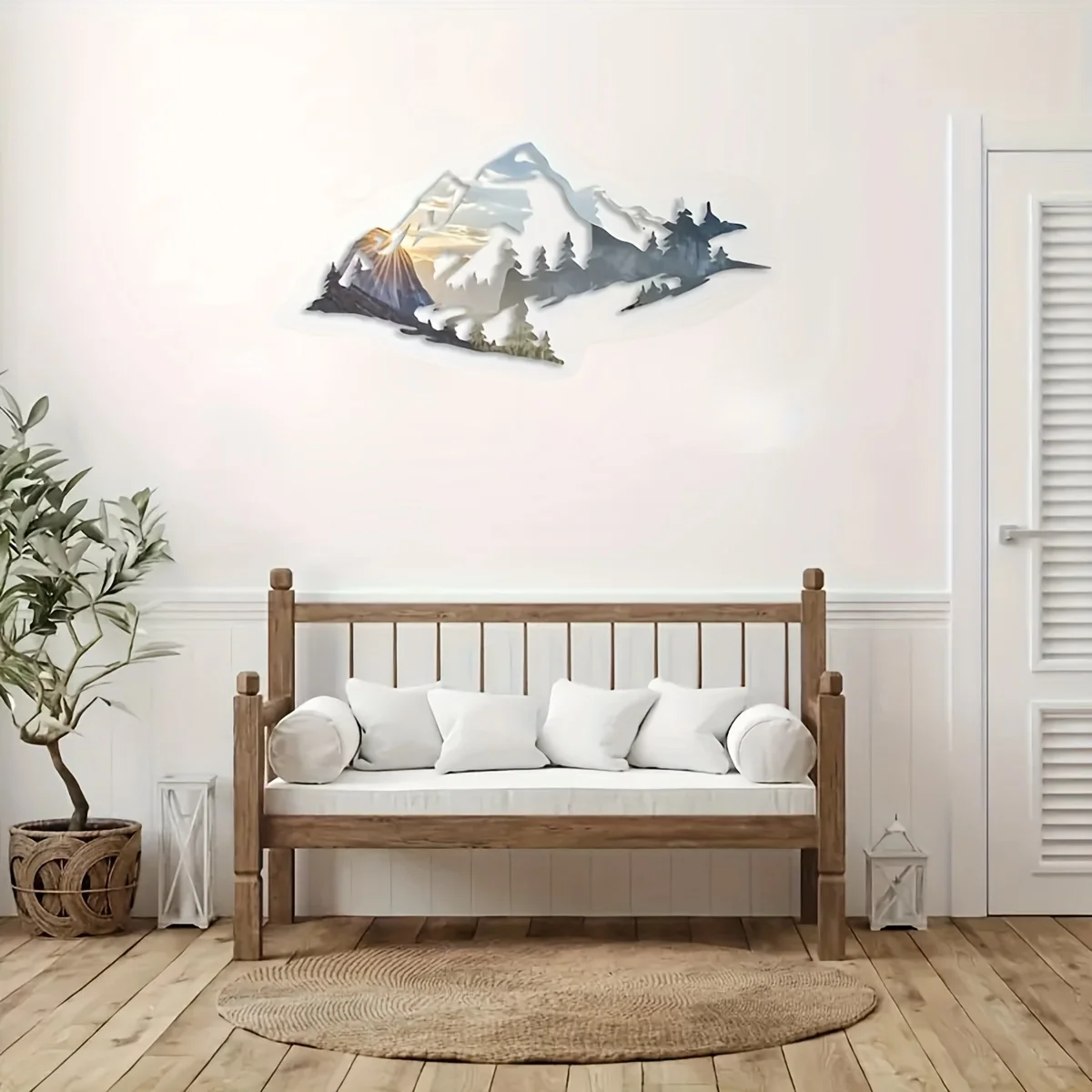 1PC Metal Mountain Landscape Wall Art, Rural Home Decoration, Metal Wall Decoration, Natural Inspiration Design for Living Room