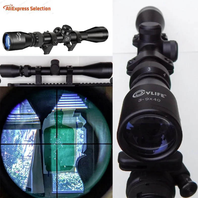 

CVLIFE 3-9x40 Optics R4 Reticle Crosshair Fully-Multi Coated Lenses Scope Stainless Steel Mounts 20mm Dovetail Rail For Rifle