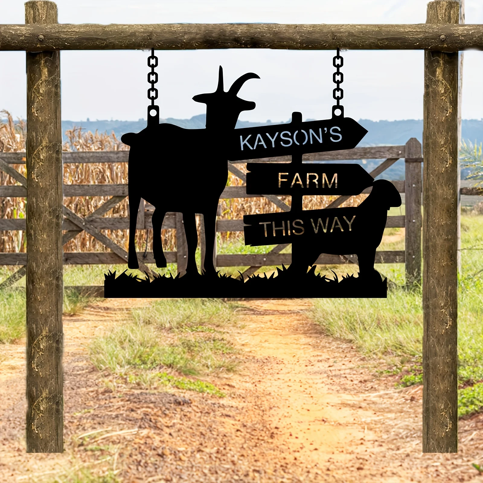 

Customizable Goat And Dog Farm Arrow Iron Art Outdoor Sign | Personalized Text, Perfect Gift For Animal Lovers