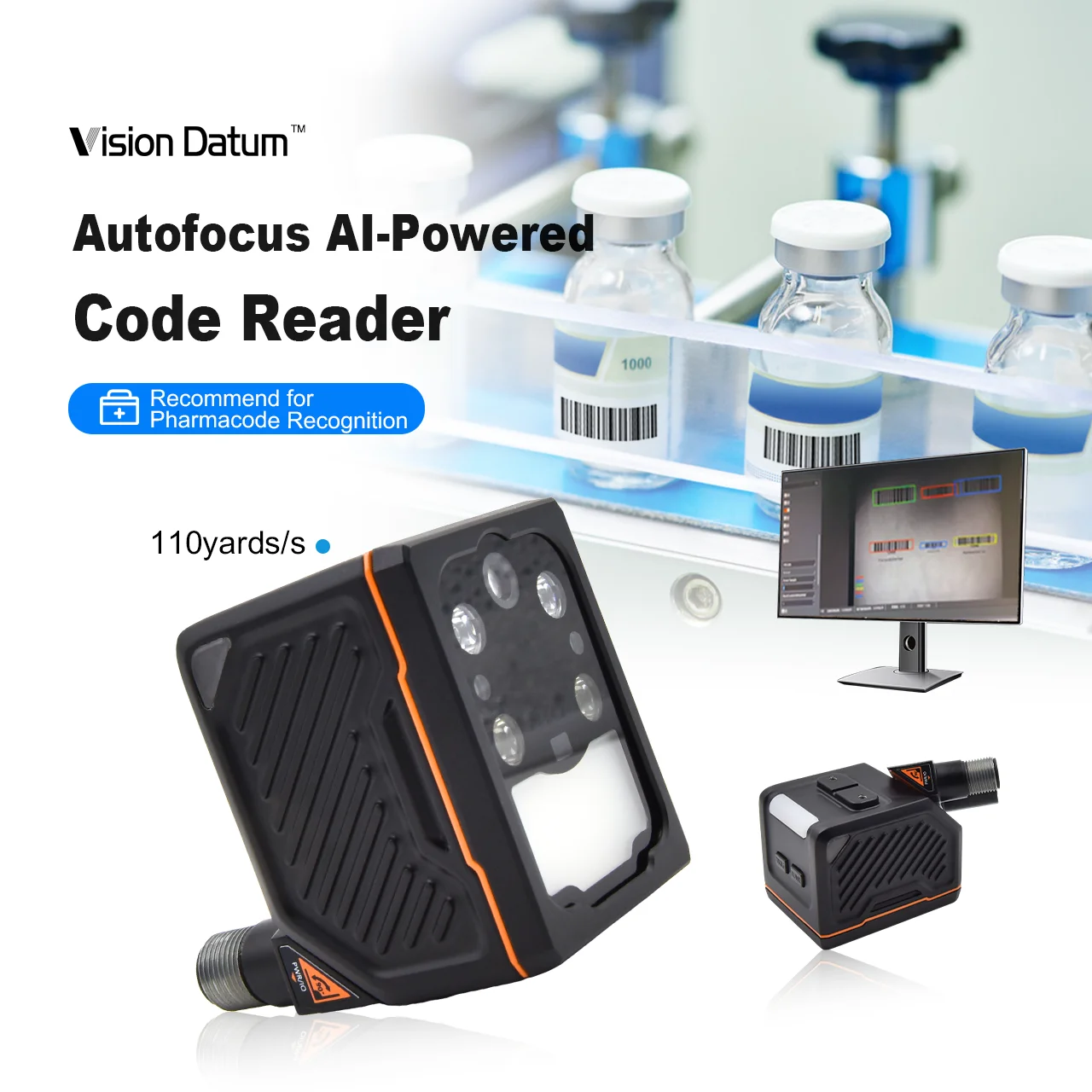 2432 × 2048 60fps 110 yards/second DM Autofocus AI- Code Reader Compact Double LED Sight Special Deep Learning Processing Module