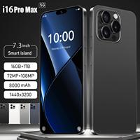 Global Version i16 Pro Max Android Smartphone Original 5G 7.3 Inch HD Screen 108MP Camera 6800mAh Dual SIM Unlock Phone Ten Core