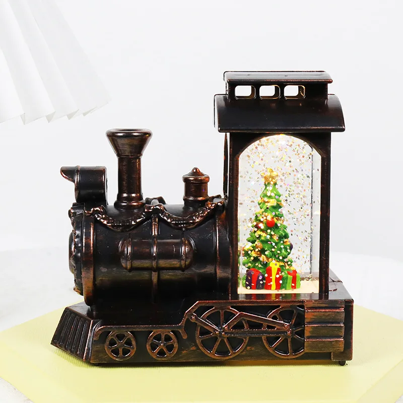 Christmas Decorations Crystal Ball Christmas Train Snowflake Lights Christmas Desktop Ornaments Creative Christmas Gifts