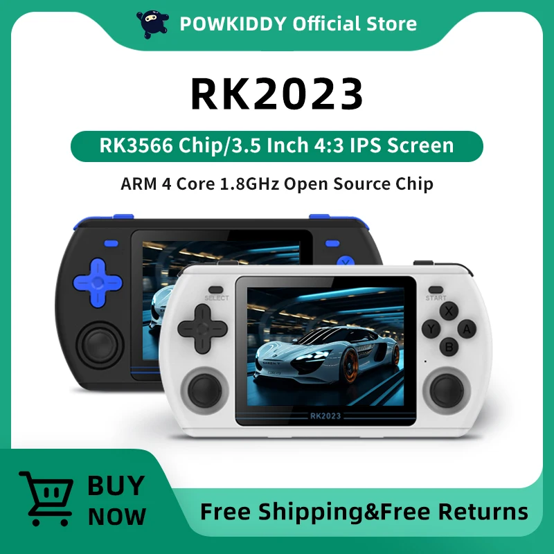 

POWKIDDY RK2023 Retro Handheld Video Game Console 3.5 Inch 4:3 IPS Screen RK3566 Chip Dual Speaker Stereo Children's gift