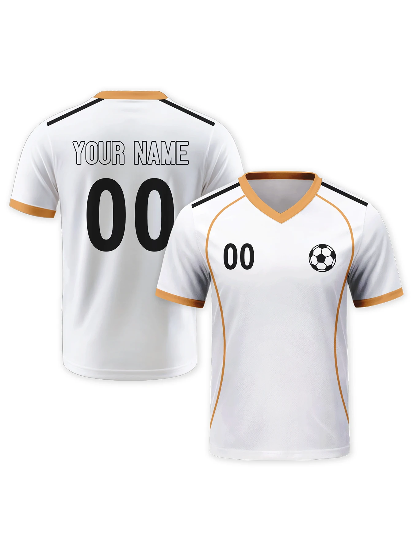 Custom Football Jersey with Logo Name Number Personalized Soccer Jerseys White Gold Soccer Team Shirt for Men Kids Women Fan