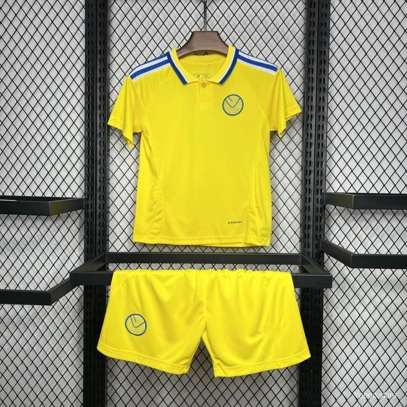 

24/25 Kids Leeds Away Желтые быстросохнущие тренировочные рубашки United