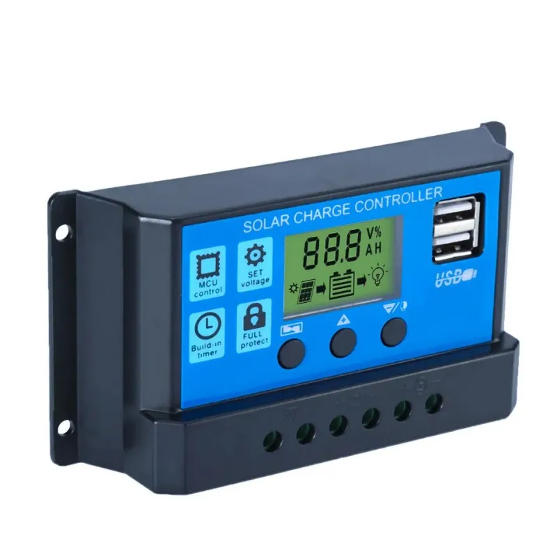 PWM 30A 20A 10A Solar Charge and Discharge Controller 12V 24V Auto LCD Solar Regulator with Dual USB 5V High Quality