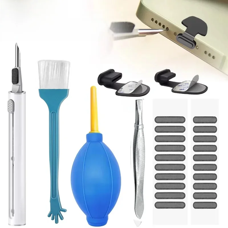 Kit de nettoyage de bouchon anti-poussière pour Port de chargement de téléphone portable, pour iPhone iPad IOS Samsung Xiaomi Type C, nettoyeur de maille anti-poussière pour haut-parleur