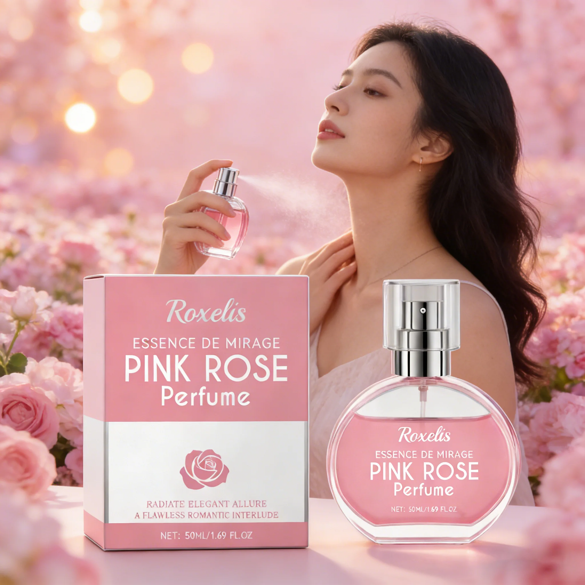 

Парфюм ROXELIS 50 мл с ароматом розы: свежий, сладкий, стойкий, для ежедневных поездок, свиданий и различных мероприятий, портативный.