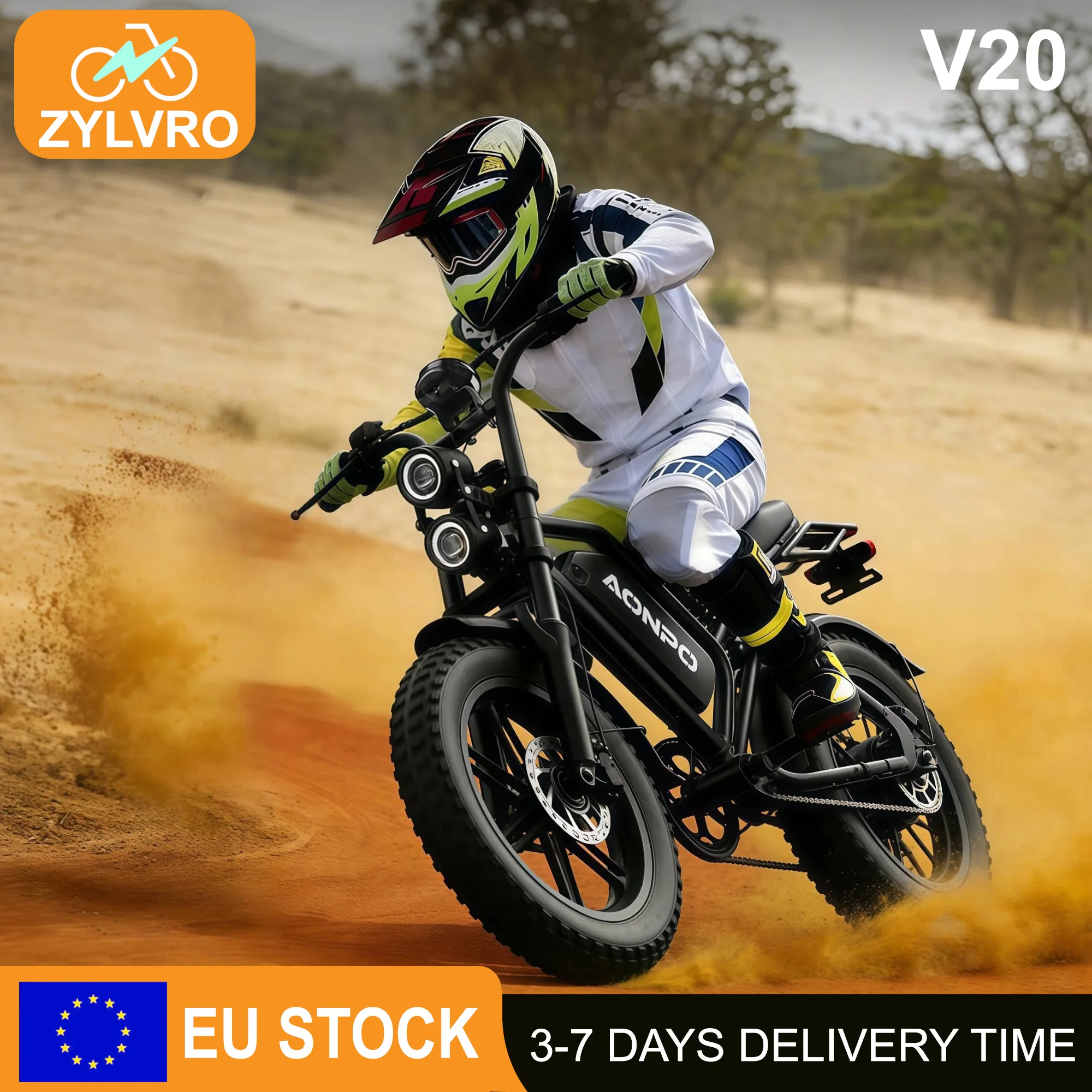 V20 Elektrofahrrad für Erwachsene, 2000W Motor, 52V 15Ah herausnehmbarer Akku, 20"×4" Fat Tire, maximale Reichweite 100km, 50km/h E-Bike, 7 Gänge