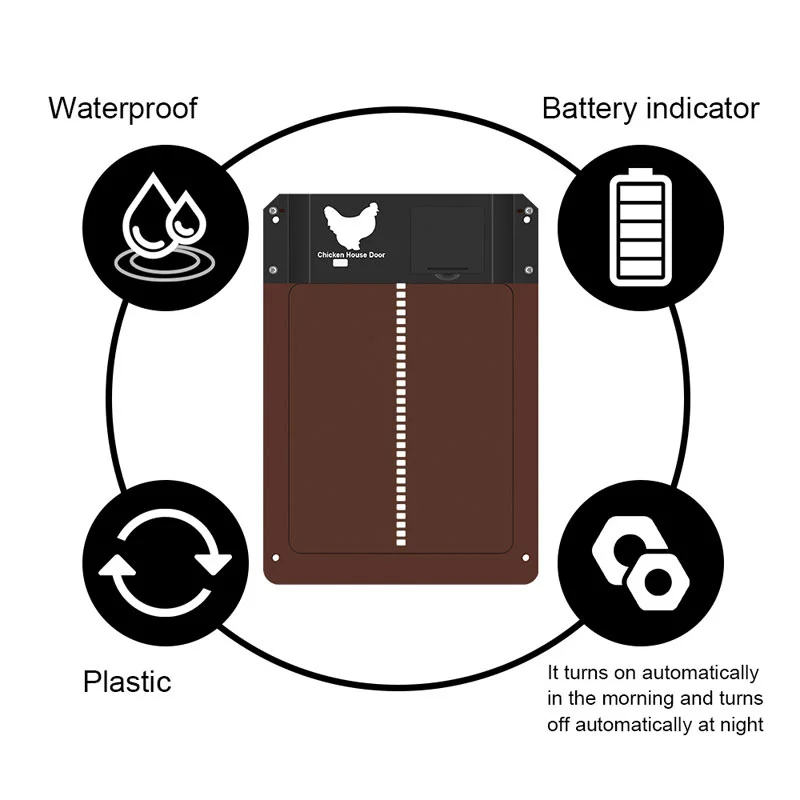 Automatische Hühnerstall-Tür mit Lichtsensor, Batteriebetriebener Hühner- und Entenkäfig-Öffner, Hühnerstall-Zubehör – Detail 9