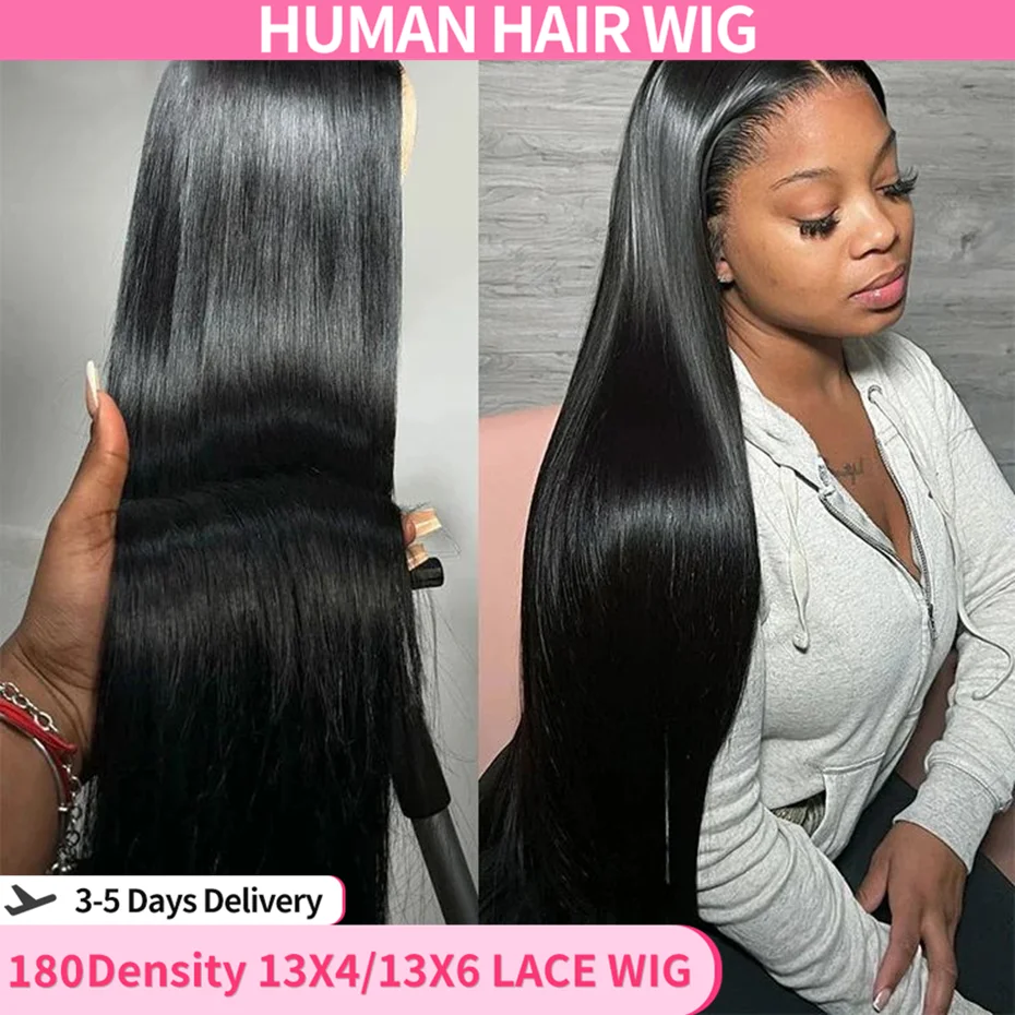 Transparent 360 Lace Frontal Wig 4x4 Lace Closure Wig Straight 13x6 Lace Front Human Hair Wigs For Black Women 30 32 34Inches