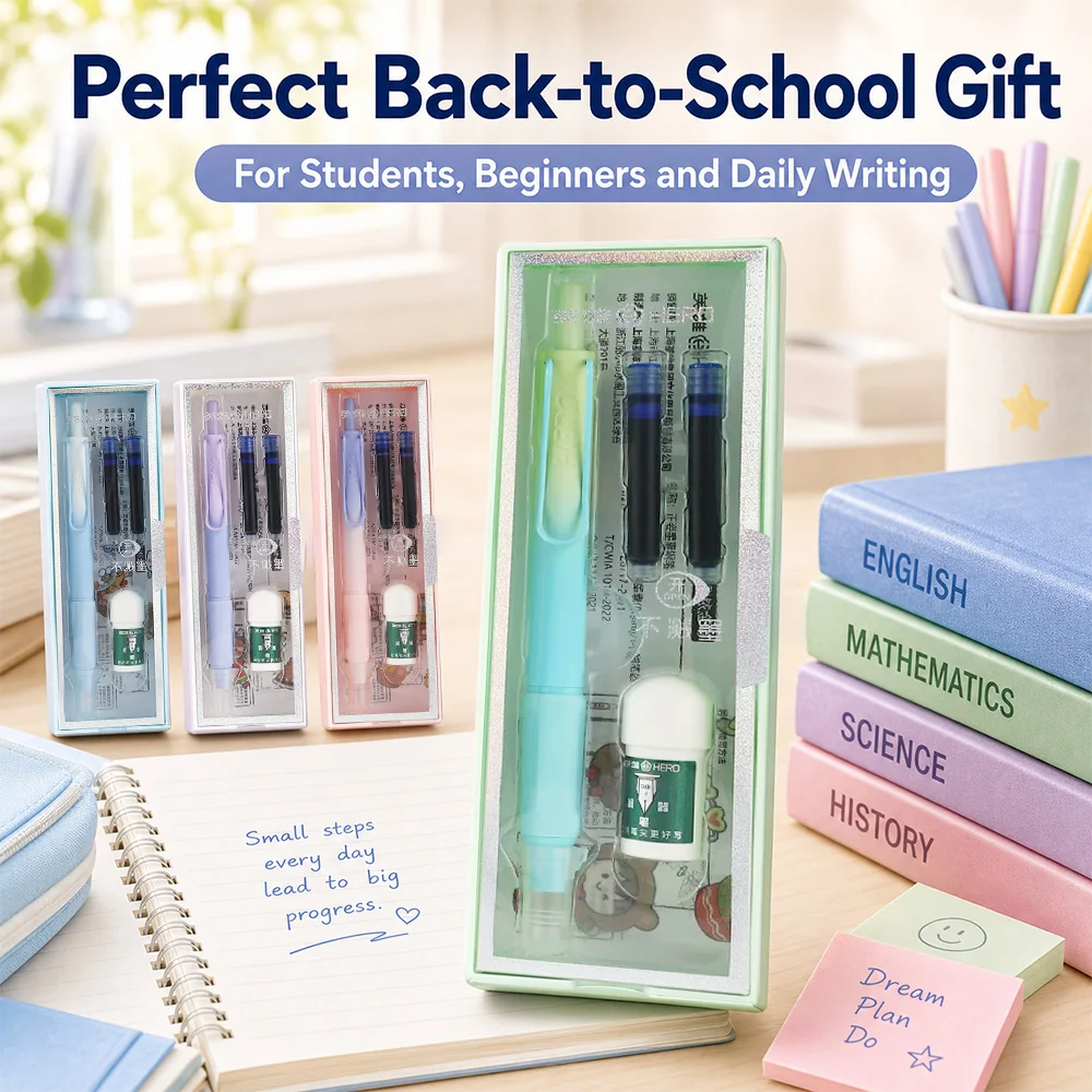 

Hero 1356 Retractable Fountain Pen, Smooth Writing Nib, Lightweight Ergonomic Grip, Gradient Color Design, Student Friendly,