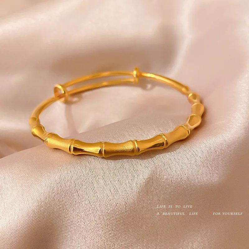 Brass Bamboo Push-pull Bracelet Women's Ring Bracelet Temperament Simple and Versatile Adjustable Bracelet