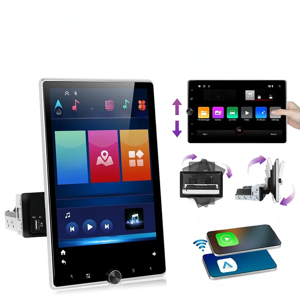Leekooluu 10.4 "Verticaal Draaibaar Scherm Android 13 Autoradio 1 Din 2 64G Draadloze Carplay Android Auto Gps 1din Multimedia - afbeelding 2
