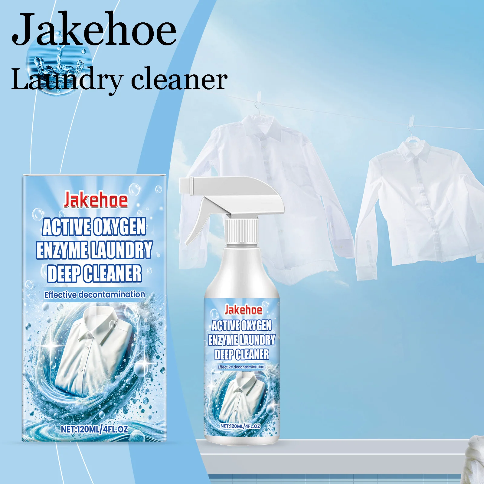 

Jakehoe Активный ферментный спрей для стирки Удаление желтого цвета Очистка пятен кофе и масла Восстанавливающий оригинальный блеск Спрей для стирки