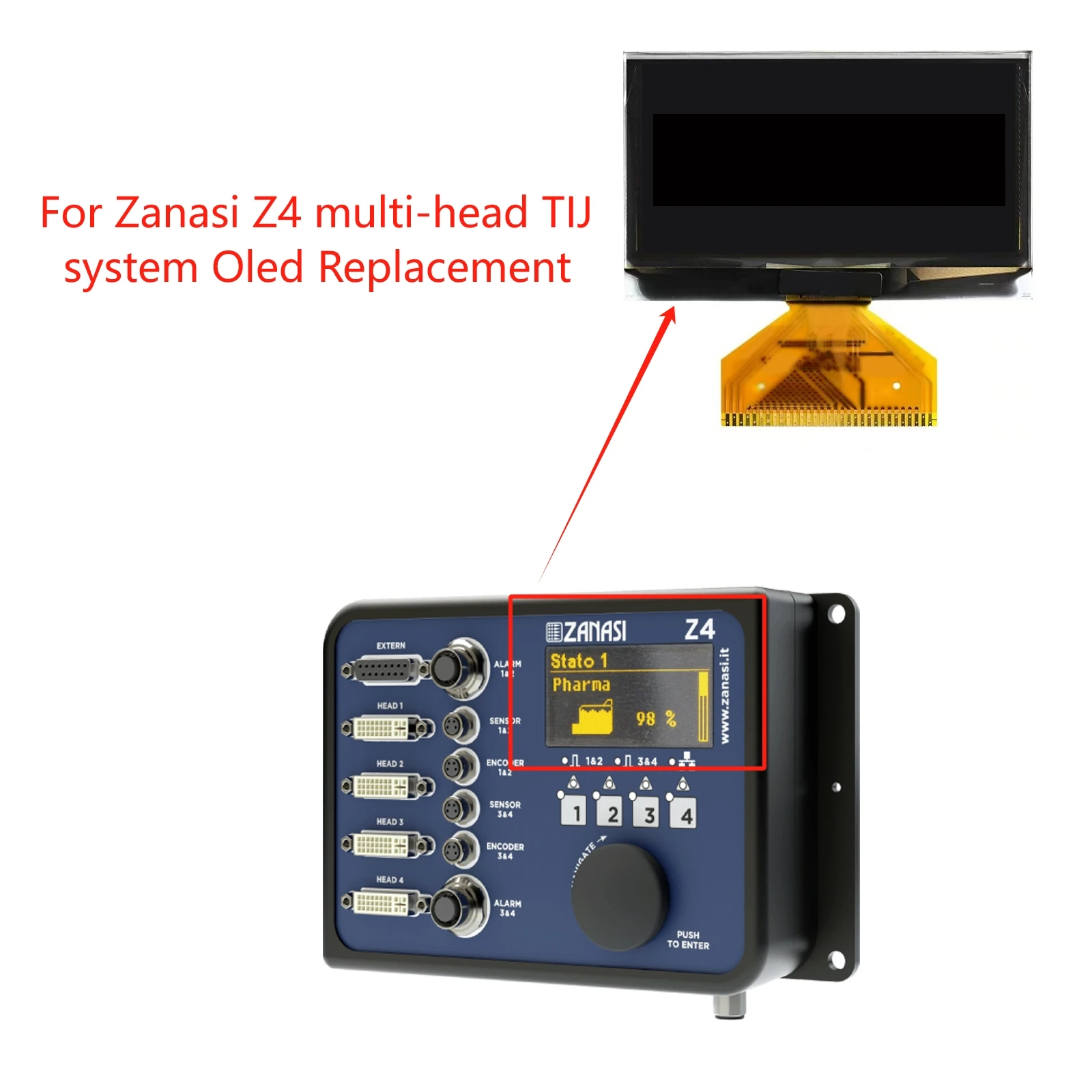 

NEW Original 2.5inch 128x64 Oled Screen for Zanasi Z4 multi-head TIJ system Replacement