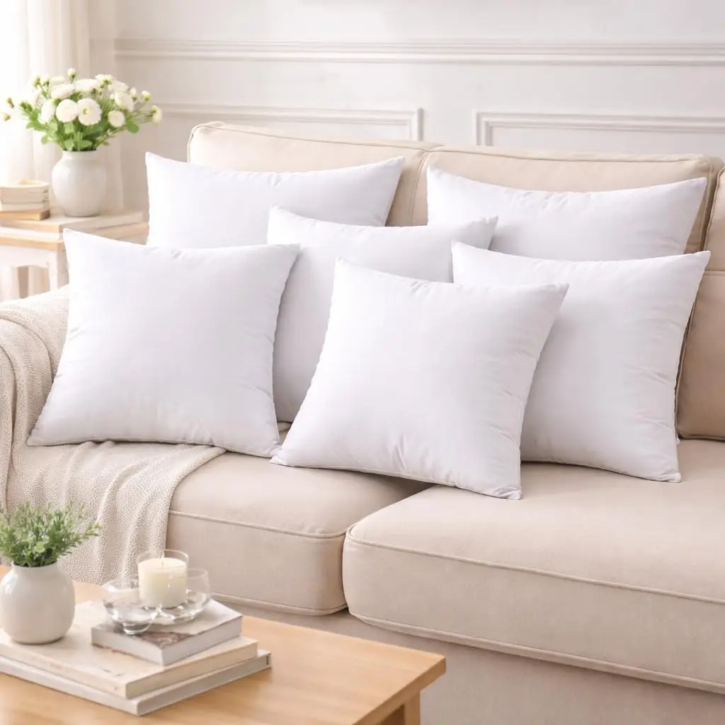40x40cm Throw Pillow Insert Premium Soft Cotton Euro Square Decorative Pillow Core Set for Bed Sofa Couch 2PCS/4PCS