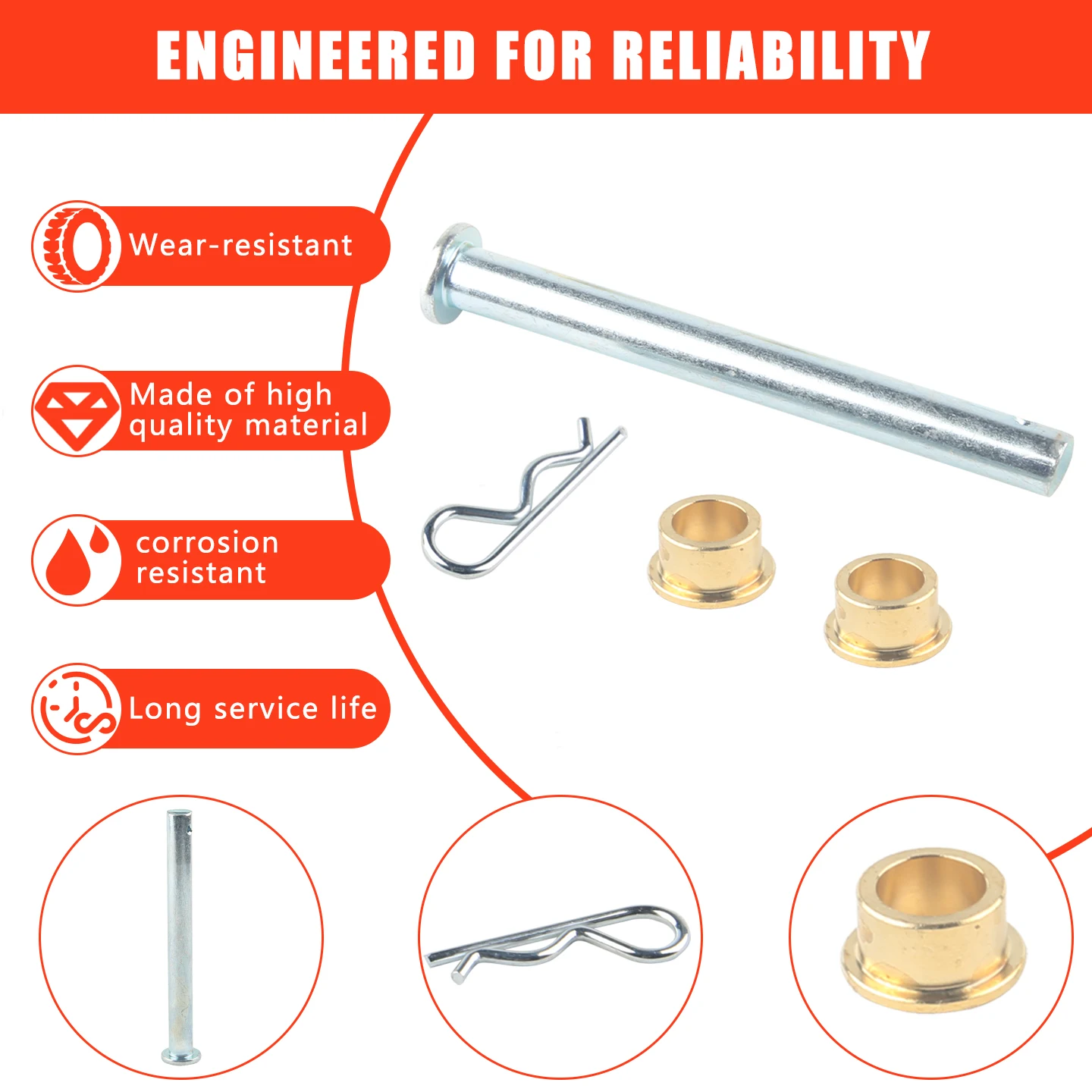 Door Hinge Pin Kit with Bushings Replace Hardware For Mustang 1979-1993 view 2