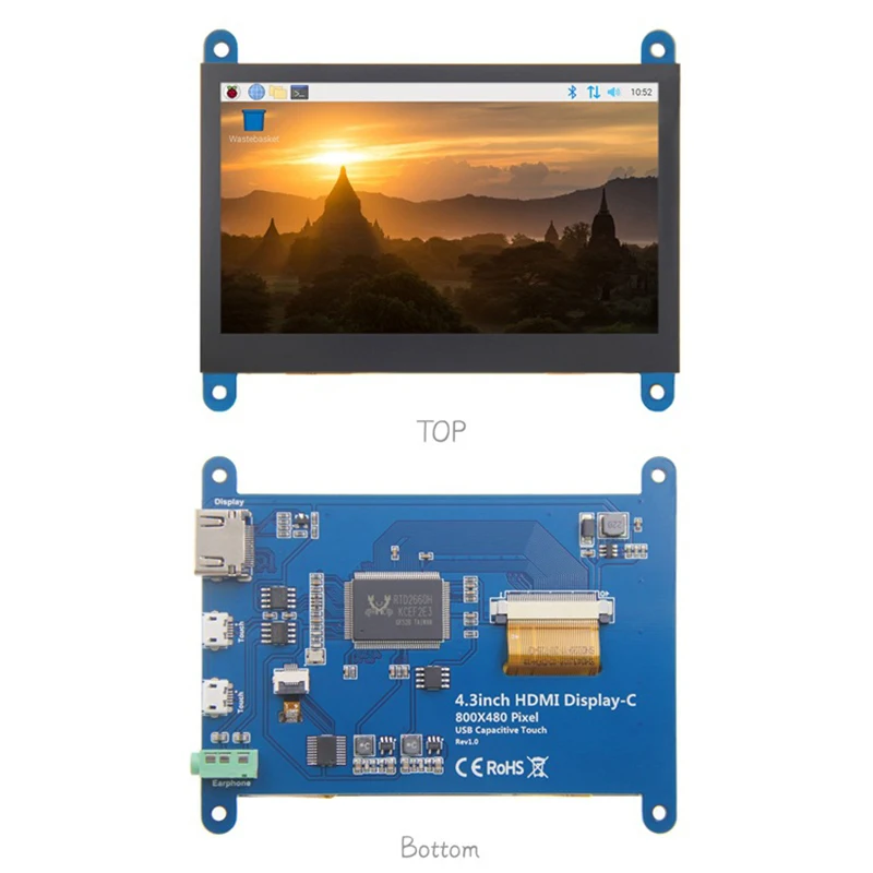 4.3 inch IPS Capacitive Touch Screen Monitor 800X480 HDMI Compatible for Windows 7/ 8/ 8 .1/ 10 free Drive 4.3" Raspberry Pi LCD