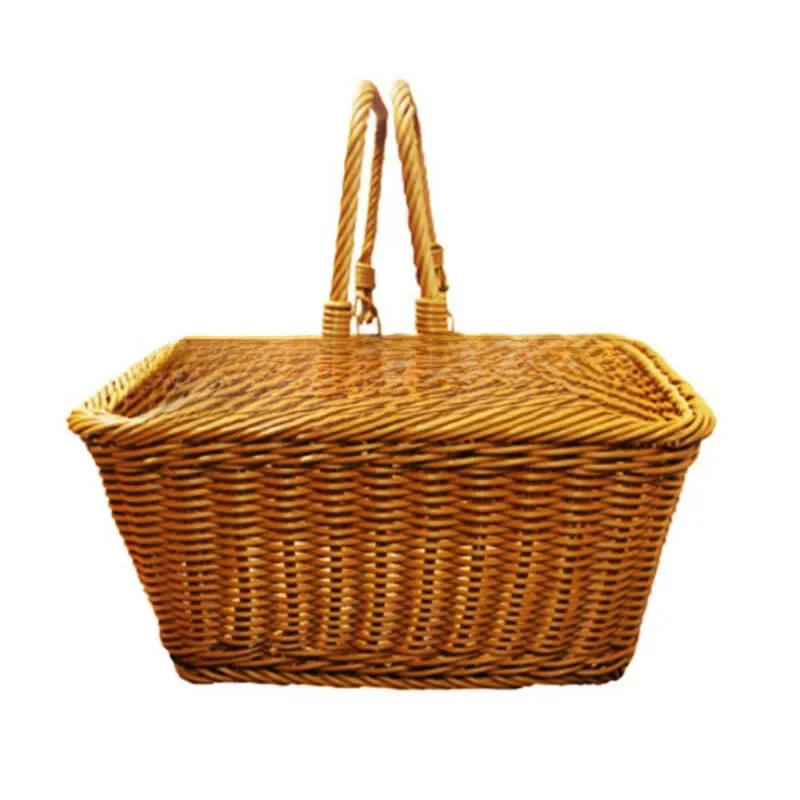 Mir décoratif en rotin, grand panier de pique-nique, panier de rangement, cuisine, hôtel, rêves, proximité, nourriture, fruits, collation, barbecue, camping, grand, 216.239.
