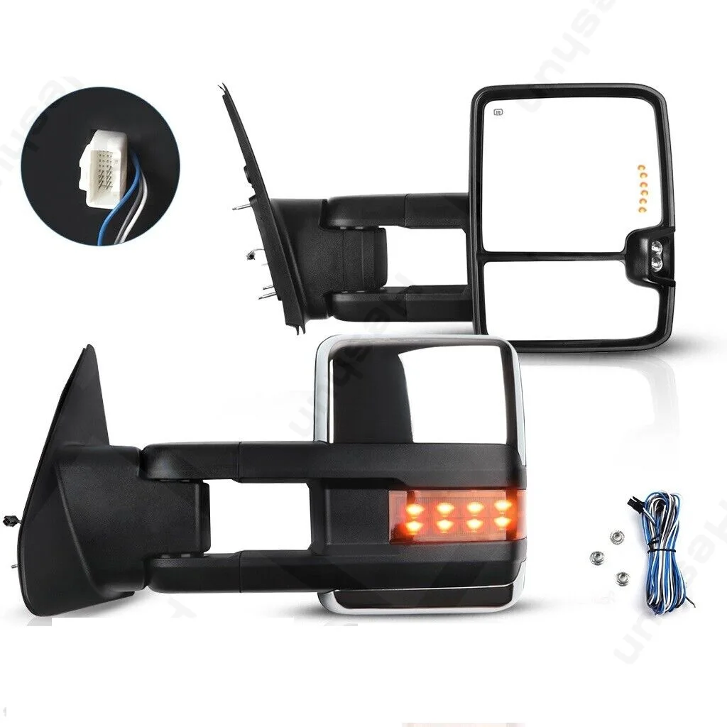 For 2007-2021 Toyota Tundra with Power Glass Heated Arrow Turn Signal For Chrome Power Towing Mirrors w/ Heated | Blind Spot