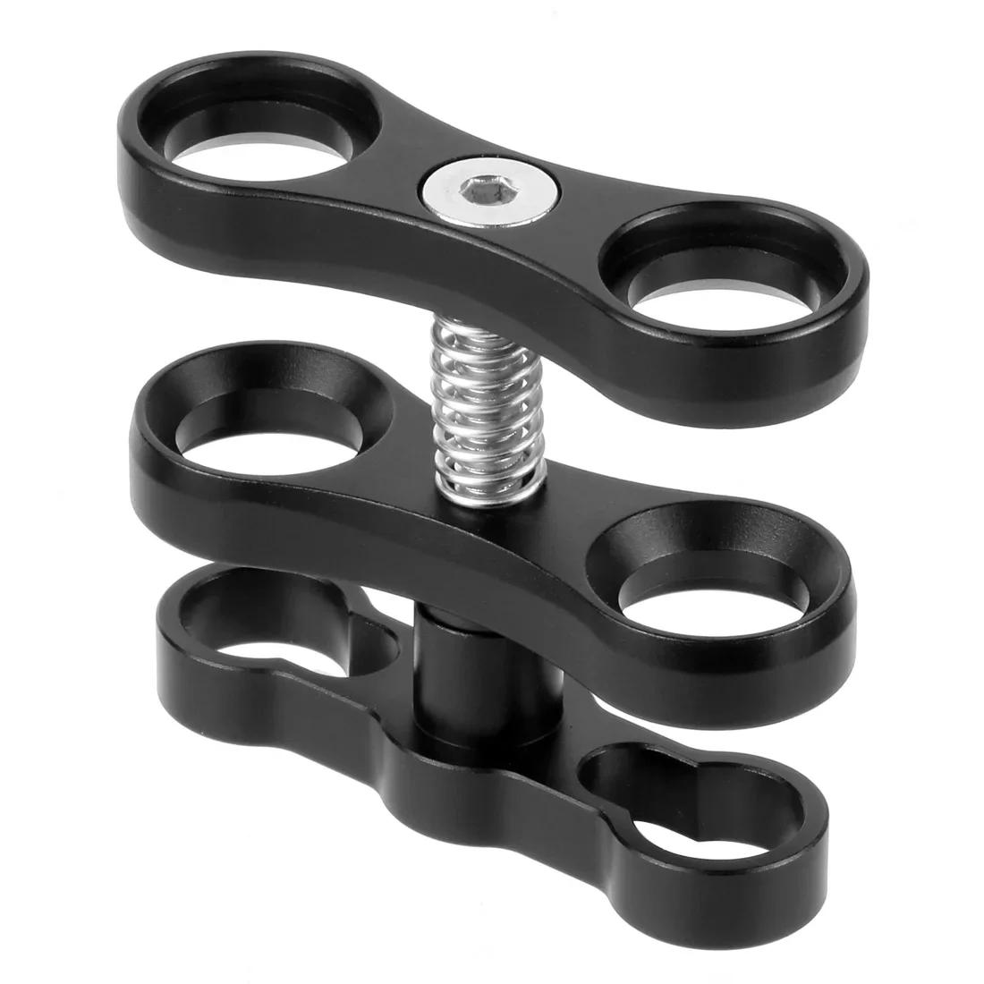 Clip papillon à tête sphérique en aluminium CNC 1 ", support adaptateur de bras de lumière de plongée pour caméra Gopro DJI Action SLR sous l'eau