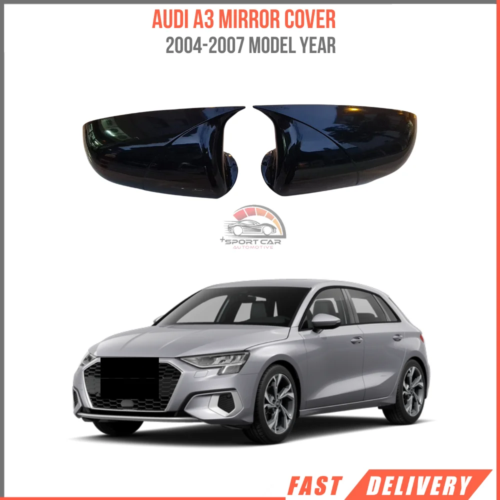 Mirror cover for Audi A3 8P access glossy black case car shields exterior parts, 2004 2005 2006 2007, NONFACELIFT