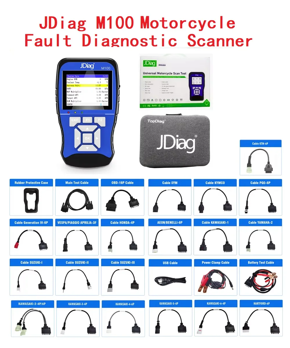 

Новейший портативный многоязычный диагностический сканер повреждений мотоцикла JDiag M100 для Honda/Yamaha/KTM/Suzuki и других моделей