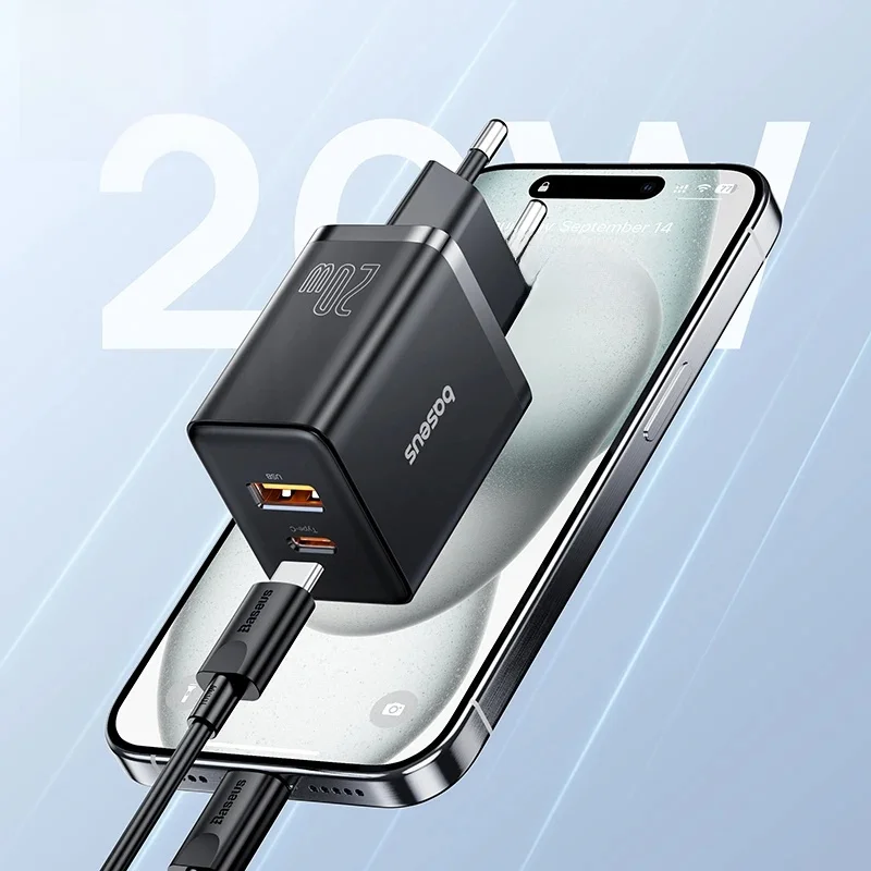 Baseus 20W PD Ładowarka Quick Charge USB Type C Ładowarka do iPhone 16 15 14 13 12 11 Xiaomi Słuchawki Ładowarka do telefonu Szybka ładowarka — zdjęcie 2