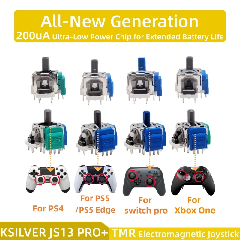 

2/10pcs KSILVER TMR Electromagnetic Joystick for PS5 PS4 XBOX ONE Series X/S Elite Controller Left Right 3D Thumb Stick