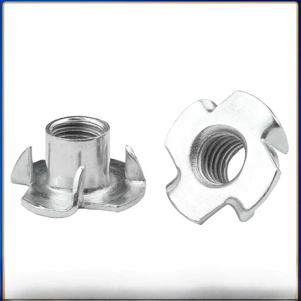 Écrou à quatre griffes zingué, haut-parleur t-nut, insertion aveugle, écrou en T, quincaillerie de meubles, 5 à 50 pièces, M3 M4 M5 M6 M8 M10 M12