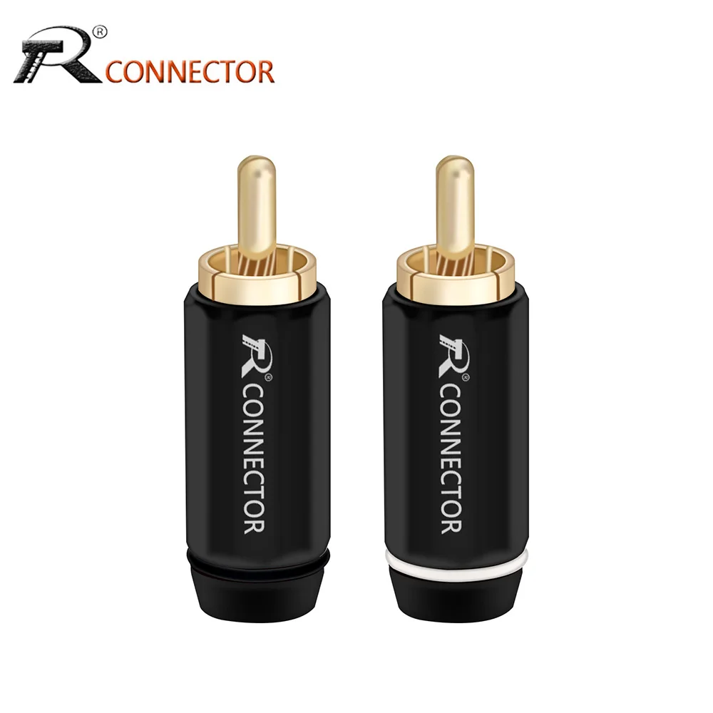 10pcs/lot RCA Connector Gold Plated RCA Male Plug High Quality Speaker Jack Plug RCA Cable Wire Connector 5Pairs Black+White