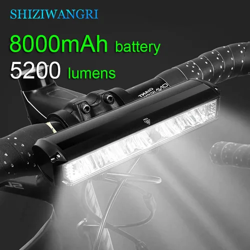 8000mAh 5 LED 5 * P90 luz de bicicleta impermeable USB recargable LED luz de bicicleta 5200 lúmenes linterna y faro como banco de energía