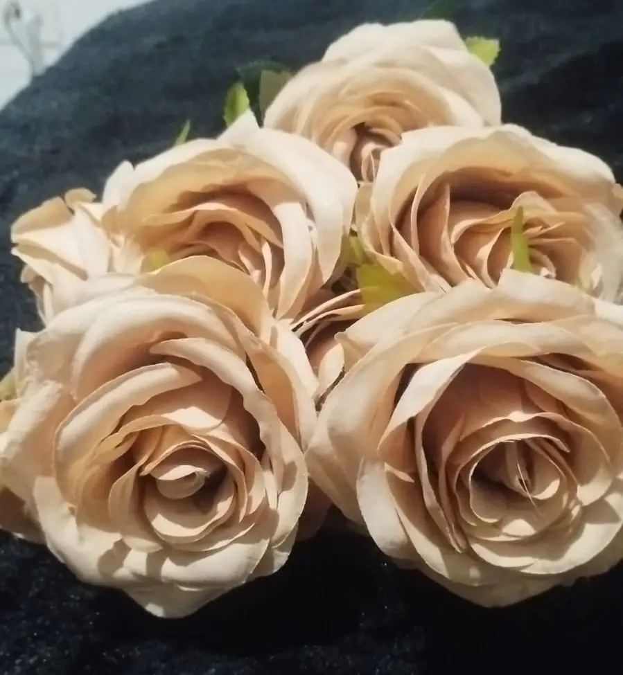 9Heads Roses Bouquet Artificial Flower Brown Coffee Rose Fake Rose Home Decoration Wedding photo review