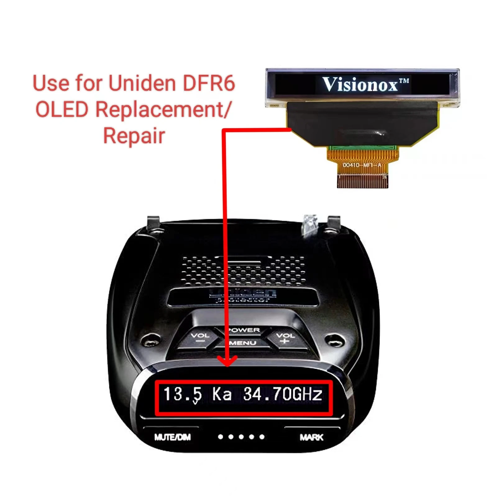 New Uniden DFR6/DFR7 Radar Detector Original Screen Oled Lcd Display Replacement/Repair Parts