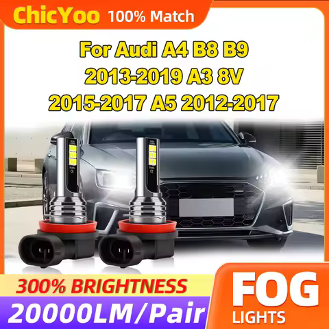 60W LED Fog Lamps 12V 6000K White CSP Chips Fog Light 20000LM For Audi A4 B8 B9 2013-2019 A3 8V 2015-2017 A5 2012-2015 2016 2017