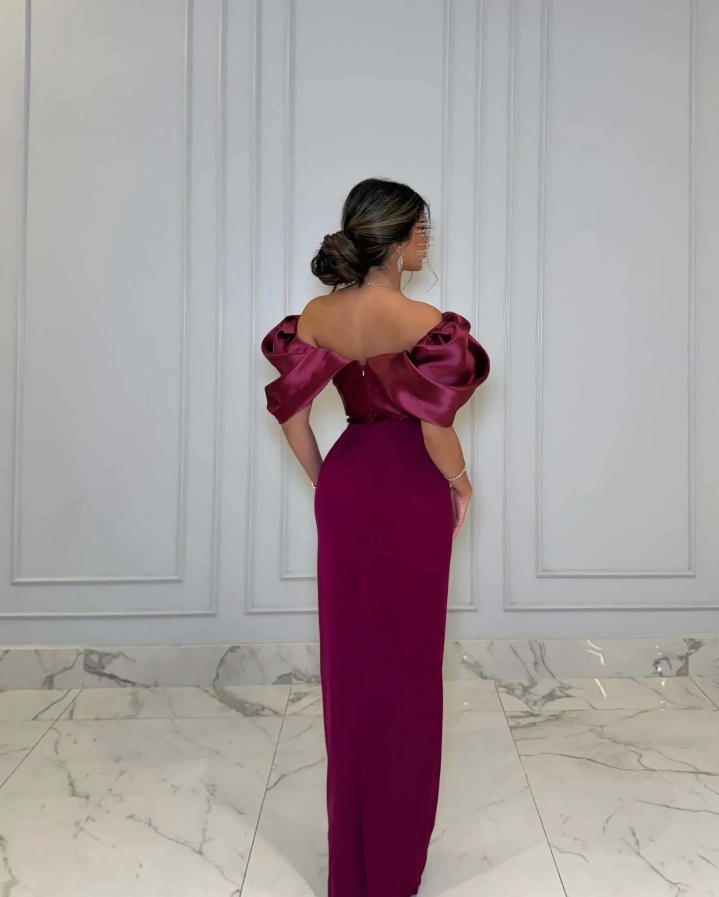 Msikoods Purple Evening Dress Off Shoulder Arabic Formal  Prom Gown Elegant  Long Mermaid Wedding Party Dress Women Customized