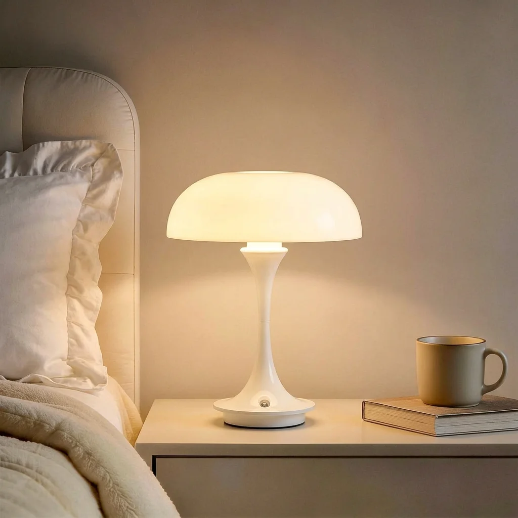 LED-Nachtlicht Pilz-Tischlampe, Touch-Steuerung, 3 Farben dimmbar, moderne orangefarbene Nachttischlampe, für Schlafzimmer, Büro, Weihnachtsdekoration