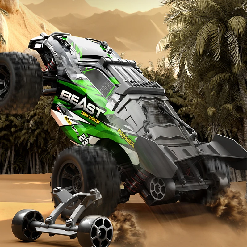 Voiture télécommandée 4x4 1:18 haute vitesse 60 km/h tout-terrain, voiture de course rapide à dérive, jouet avec moteur brushless ESC, roues à tête relevée et pneus antidérapants, voiture RC