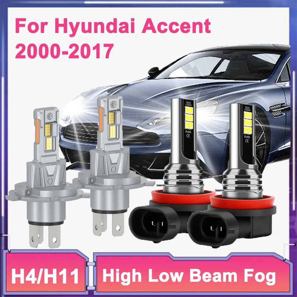 

H4 дальнего/ближнего света H11 светодиодные противотуманные фары 150 Вт 3570 CSP без вентилятора, дизайн передней фары для Hyundai Accent 2000-2017