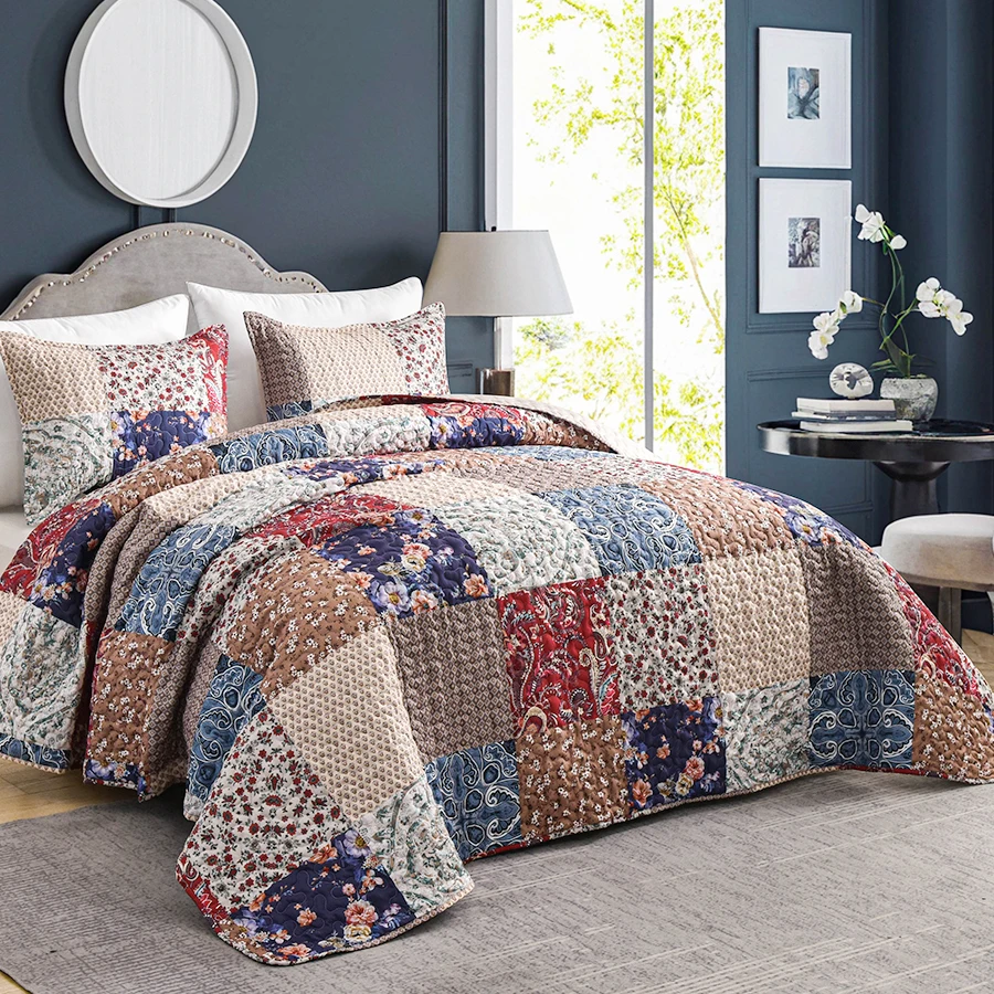 Bed Cover Set Queen Size, universal for 4 seasons (1 bed cover, 1-2 pillowcases), suitable for bedroom, guest room, hotel, etc.