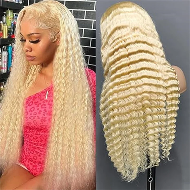 

Deep Wave Frontal Wig 13x6 Hd Lace Transparent Remy PrePlucked 30 Inch Honey Blonde Lace Front Wigs Human Hair For Women