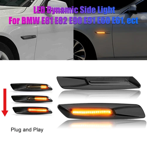 Imagen 2 del producto Indicador lateral Led para coche, luz de giro parpadeante de agua corriente para BMW serie 1, E81, E81, E82, E87, E88, Serie 3, E90, E91, E92, E93, serie 5, E60, E61